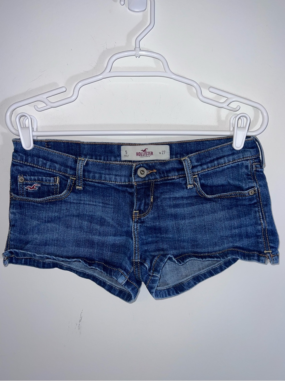 Y2K vintage micro mini Hollister Women's Dark Blue Denim Cutoff Shorts size 27